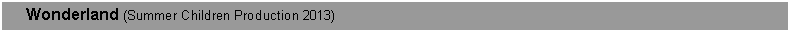 Text Box:      Wonderland (Summer Children Production 2013)